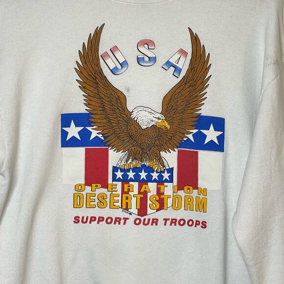Vintage Operation Desert Storm Crewneck Sweatshirt XL Veterans Made in USA 90s - Picture 3 of 8